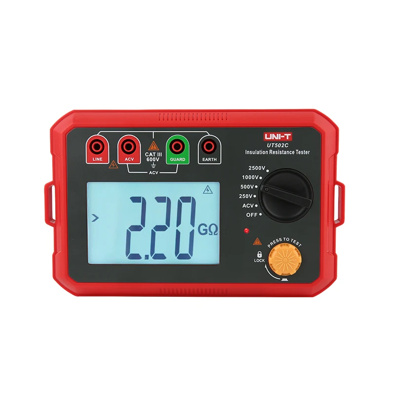 

UNI-T Digital Megohmmeter UT502C 2500V Insulation Resistance Tester Ommeter Megometer Ground Meter Backlight Auto Range