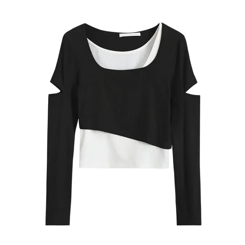 EWSFV 2021 осеннее новое поступление женский топ из двух предметов с высокой талией