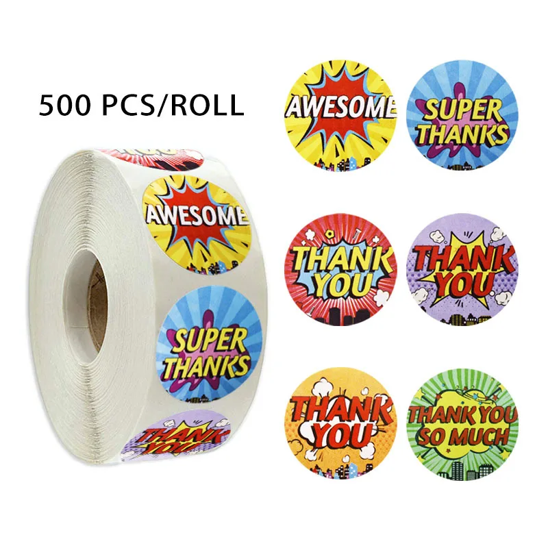 

500pcs 1 Inch Thank You Sticker Wholesale Roll Sealing Stickers Thank You Stickers Self-adhesive Label Handcraft Decoration