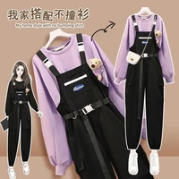 2022 spring autumn sweatshirt women two pieces set large size new fashion sweatshirt and overalls two piece
