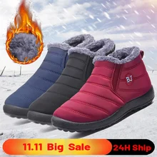 2023 Women Boots Snow Fur Women Shoes Platform Slip On New Shoes Woman Ankle Boots Waterproof Flat Botas Mujer Winter Boot 