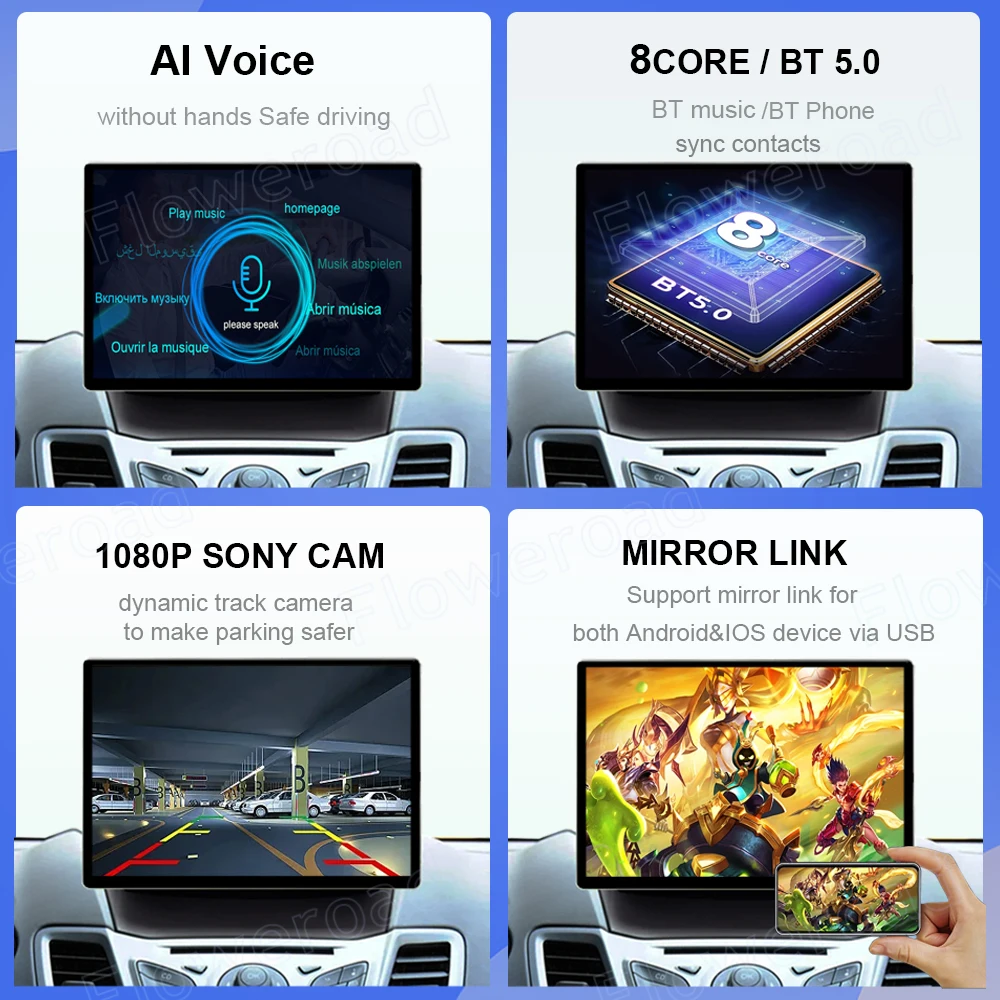 Android 13 беспроводной Carplay Авто 4G 8Core 256G Ford Figo 2015 2016 2017 2018 автомобильное радио