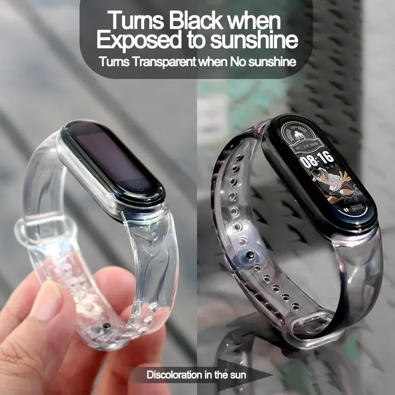 

Strap For Xiaomi Mi Band 3 4 5 Transparent Replacement Wrist Straps for Mi Band 5 4 3 Color Changing By Light