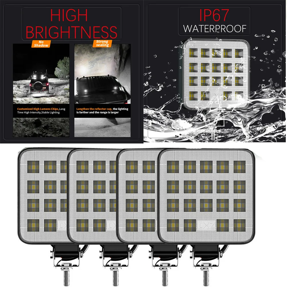 

12-80V MINI Square 19LEDs Work Light Spotlight Modified Fog Lamp IP67 for Off-Road ATV SUV Truck Trailer Tractor Boat Yacht