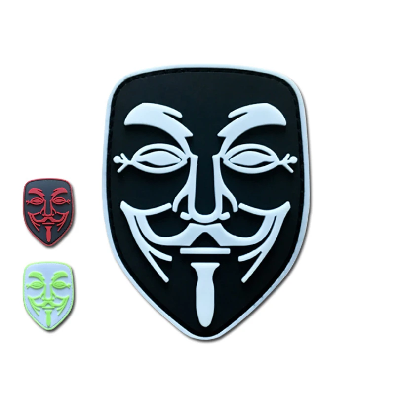 

3D PVC Velcro Badge Badge V for Vendetta Brand Mask Rubber Arm Badge Patch Outdoor Bag Accessories Tactical Morale Logo Patches