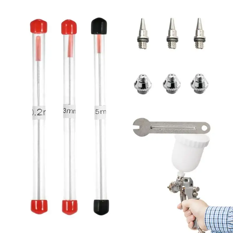 

Airbrush Nozzle Set 0.2/0.3/0.5 Mm Multifunction Trigger Tools Stainless Steel Replacement Parts Airbrush Needles With Wrench