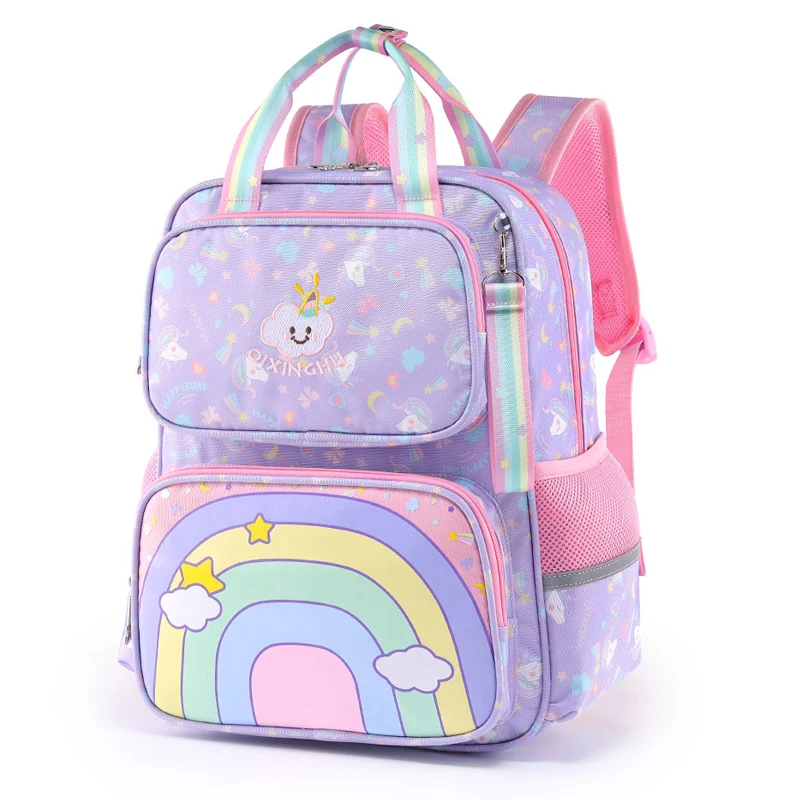 New Korean fashion rainbow shoulder strap school bag for teenagers girls Children's waterproof backpacks kids schoolbags mochi
