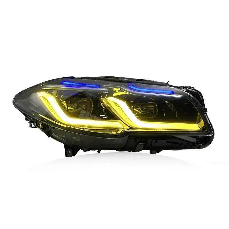 Фото Автомобильные фары SJC Dual DRL G-Style для BMW F10 F11 520i 535i 525i M5 5 серии 2011-2017, модифицированные светодиодные, желто-белые №4