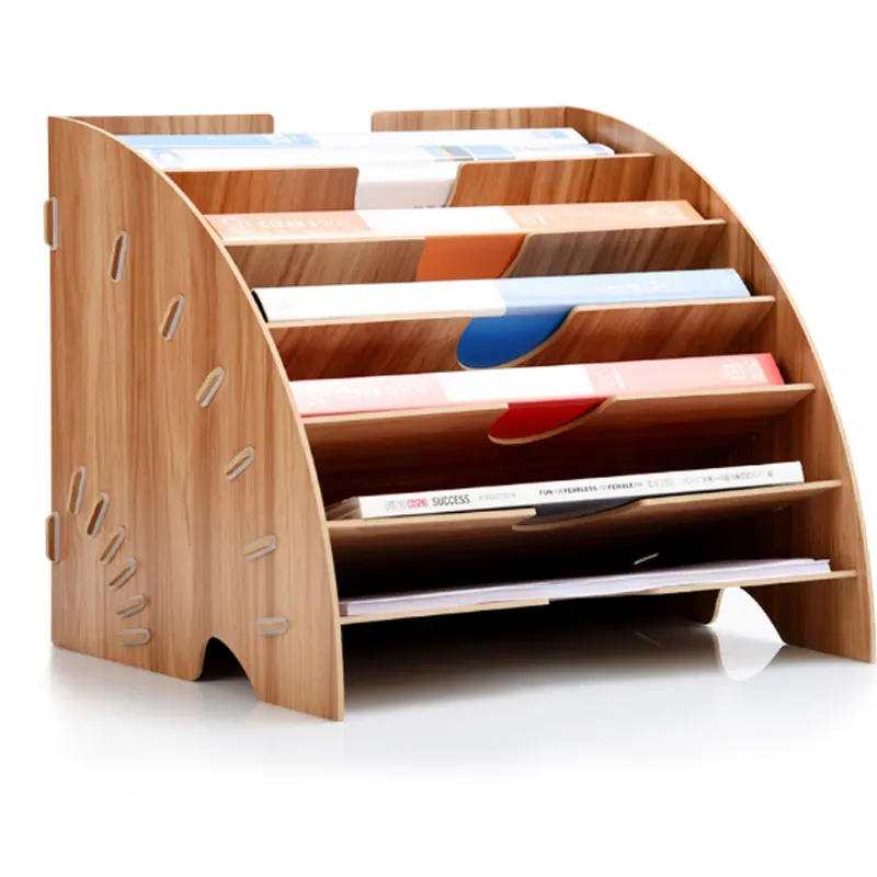 

Wooden Desktop Storage Box Office Supplies Finishing Storage Box Storage File Rack Multi-layer A4 Data Bookshelf