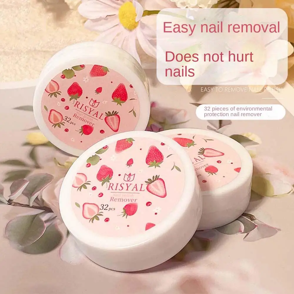 

1Box 32pads Strawberry Fruit Flavor UV Gel Nail Polish Remover Pads Gel Cleanser Nail Tools Gel Nail Removal Cotton Paper