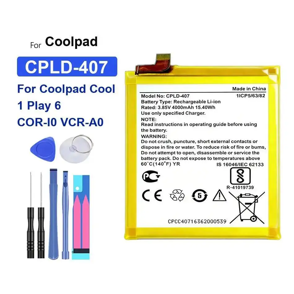 Фото Долговечный аккумулятор мобильного телефона Cpld-403 Cpld-180 Cpld-407 4000-4100 мАч для Coolpad Cool Changer 1 6 №2