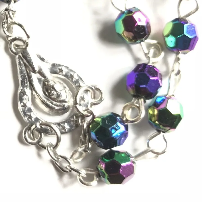 Красочные круглые бусины подвеска из сплава крест Девы Марии цепочка ожерелье