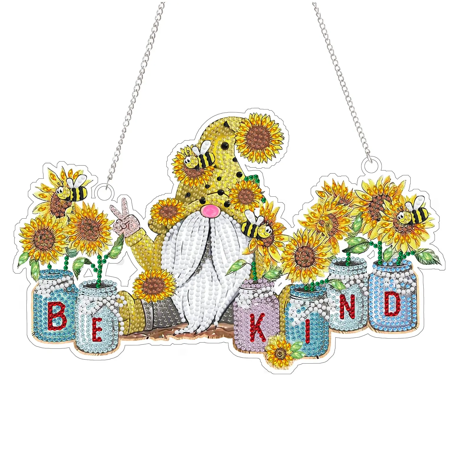 

DIY Diamond Painting Pendant 5D Diamond Painting Gnome Bee Hanging Ornament Party Props Art Mosaic Kit Bedroom Home Decor