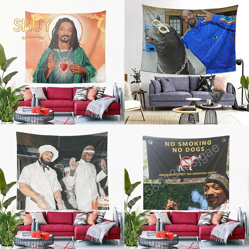 

Psychedelic Jesus Snoop Dogg Goes Tapestry Wall Hanging Macrame Room Decor Aesthetic Tapestry Flag Banner Bedroom Decoration