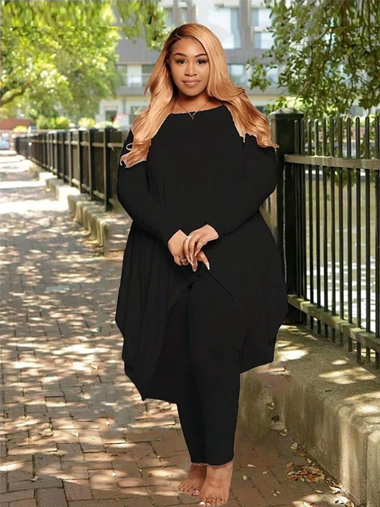 Plus Size Two Piece Sets Womens Outifits T-shirts with Leggings Pants Lady Curvy Large Size Suit Wholesale Bu 3xl 4xl 5xl 6xl
