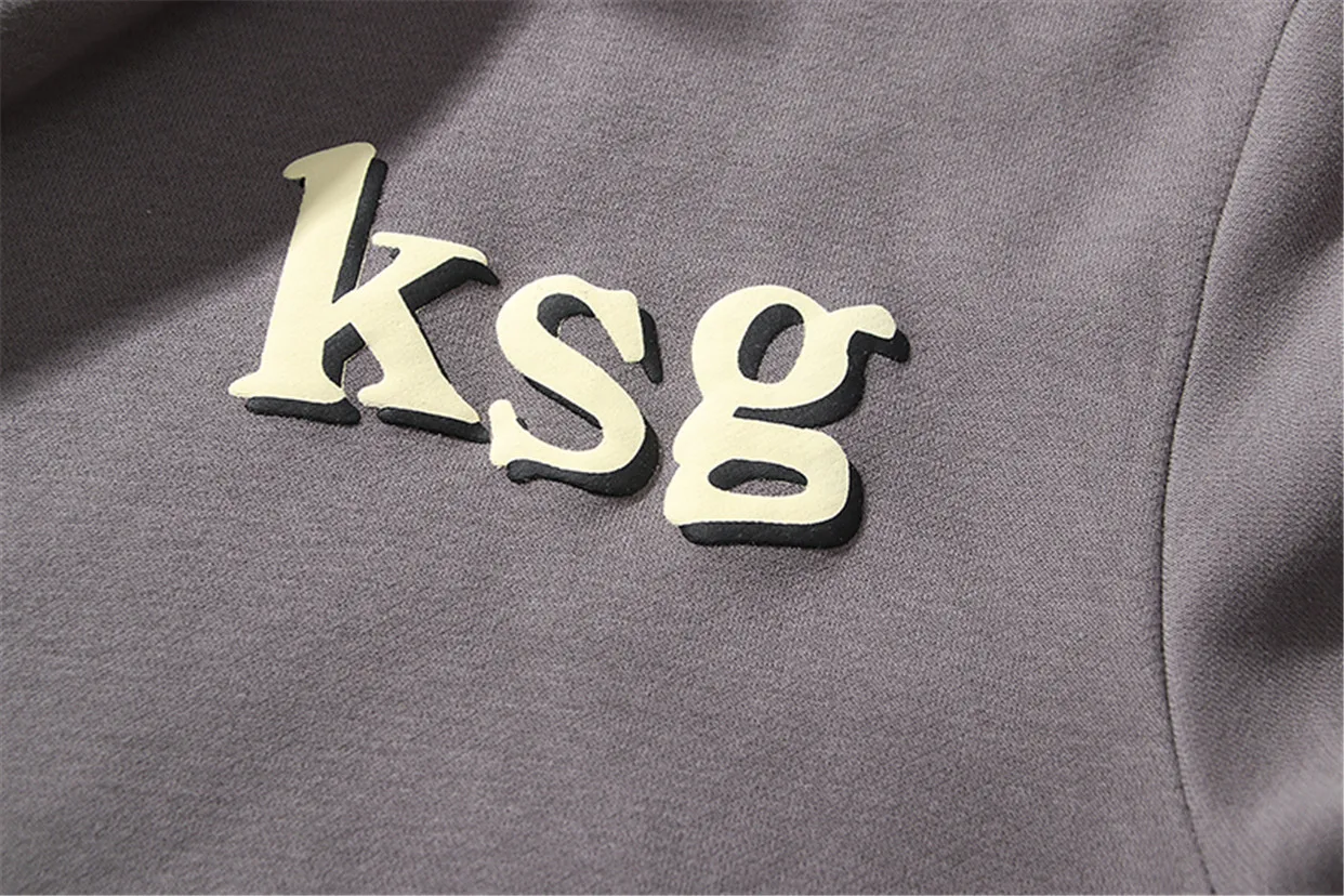 2023 серая толстовка Ksg для мужчин и женщин худи в стиле хип-хоп детей с