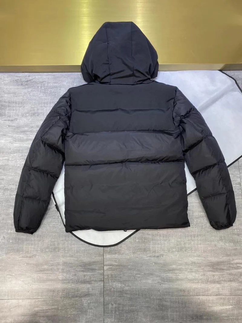Down Jacket Men's Classic Hooded Placket Letter Embroidery Thickened Warmth Plus Fashion Trend
