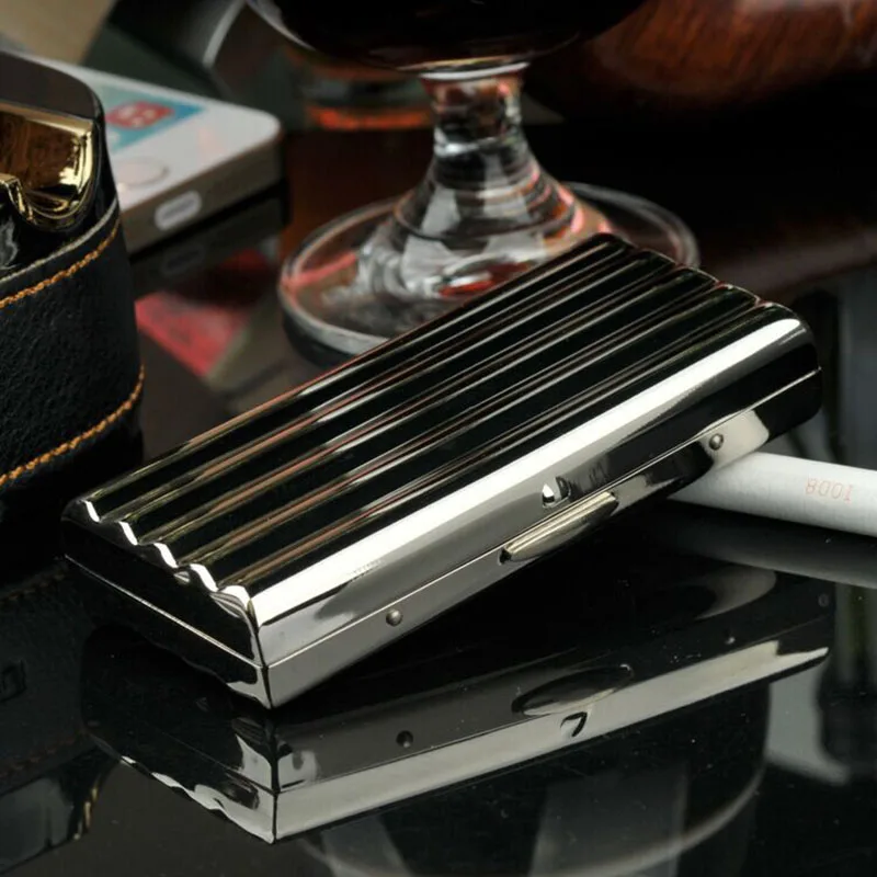 

Stainless Steel Cigarette Case 10 Cigarettes Cans Men's Cigarette Box Tobacco Can Moisturizing Portable Smoking Accessories