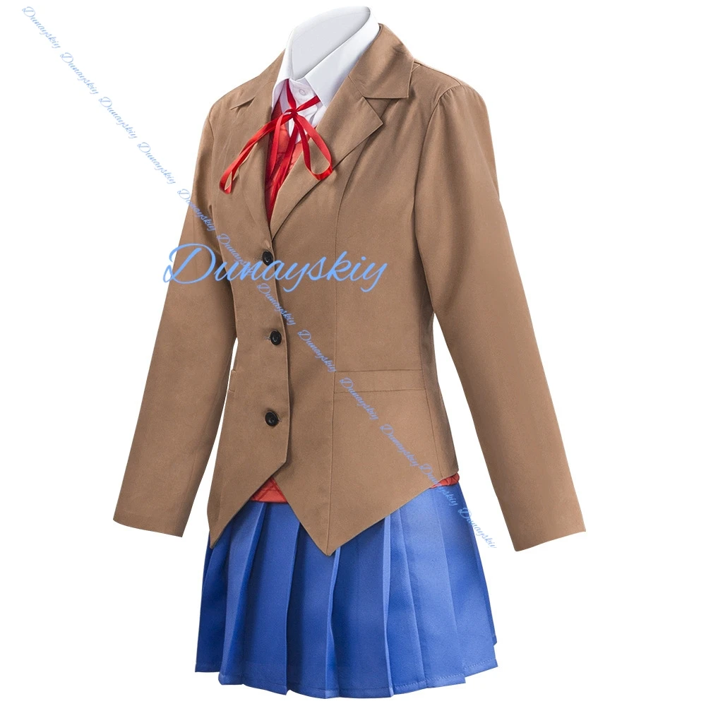 Фото Костюм для косплея по аниме Doki Doki Literature Club: Моника, Сайори, Юри, Натсуки, парик, школьная форма, коричневая юбка, туфли №3