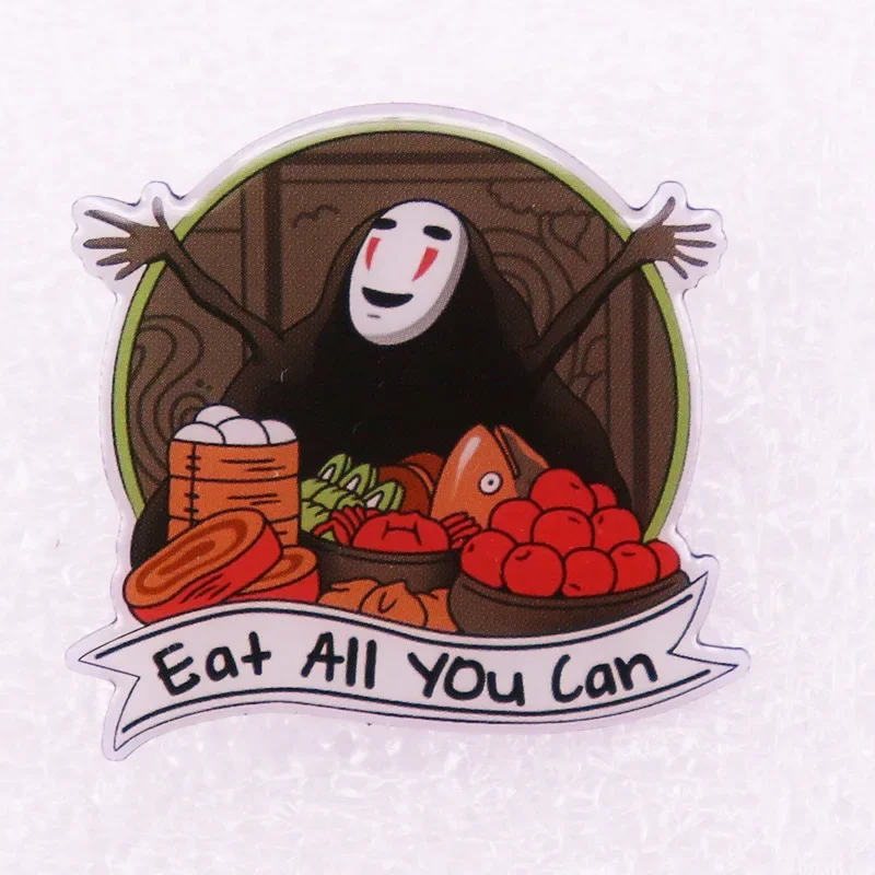 

Anime Spirited Away No Face Man Enjoy Delicious Food Metal Enamel Clothes Hat Bag Coats Lapel Badge Brooch Pin