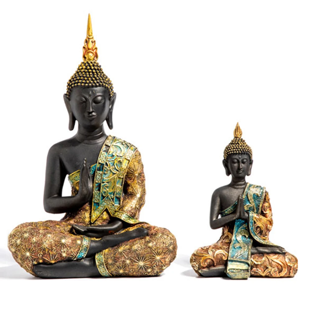 

Buddha Statue Large Thailand Buda Buddha Sculpture Green Resin Hand Made Buddhism Hindu Fengshui Figurine Meditation Home Decor