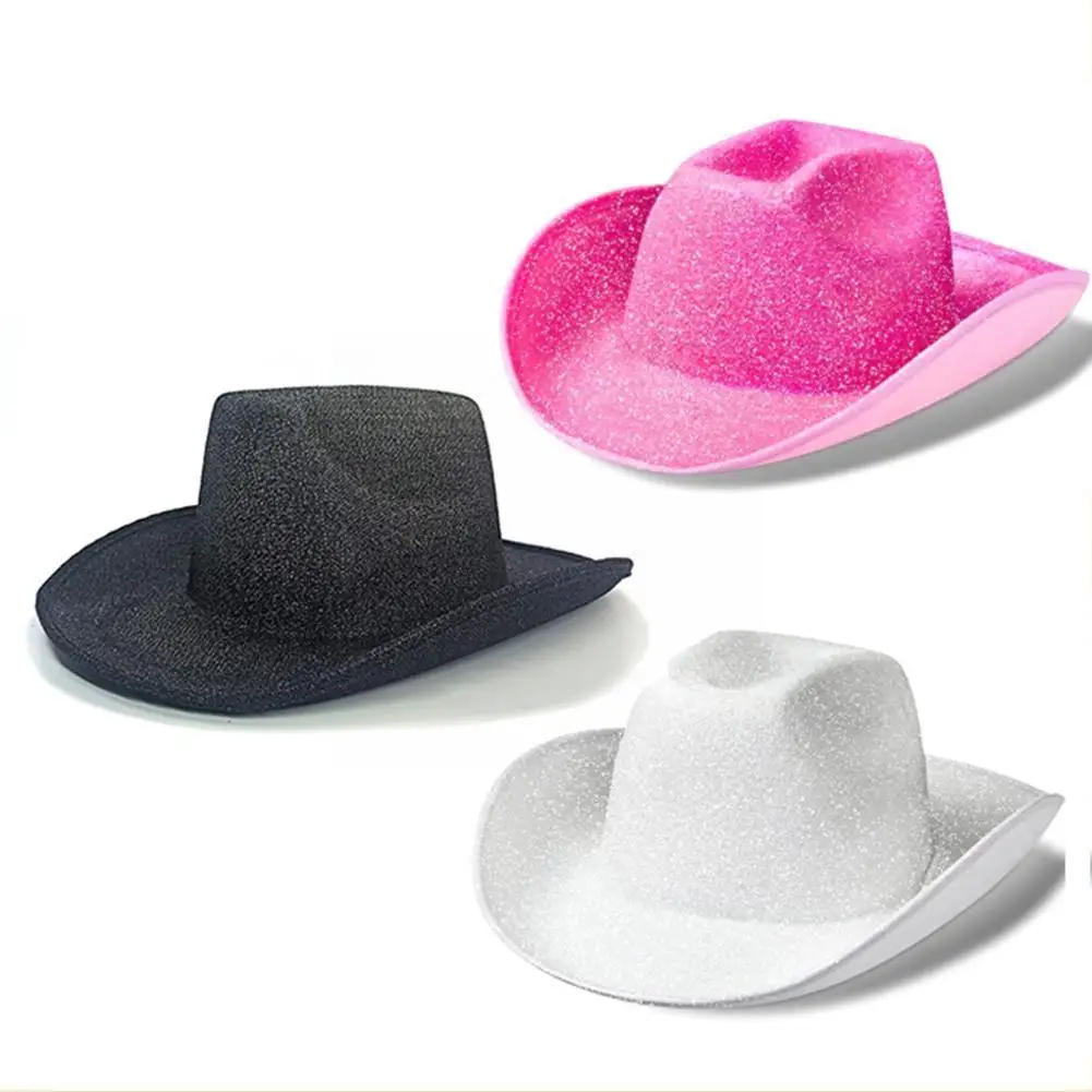 

Блестящая ковбойская шляпа, модная шляпа с широкими полями в стиле ретро, ковбойская клейкая шляпа для одежды, аксессуары для девичника, реквизит, женская шляпа Y6C0