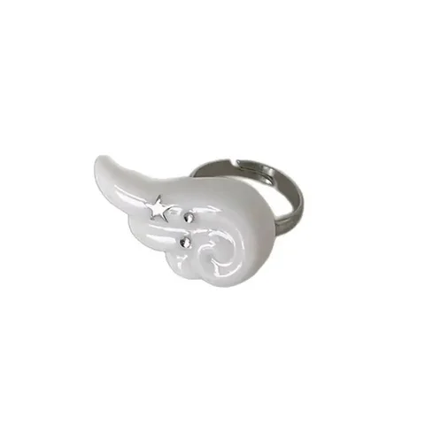 MOONBIFFY Регулируемые титановые кольца крылья ангела звезда