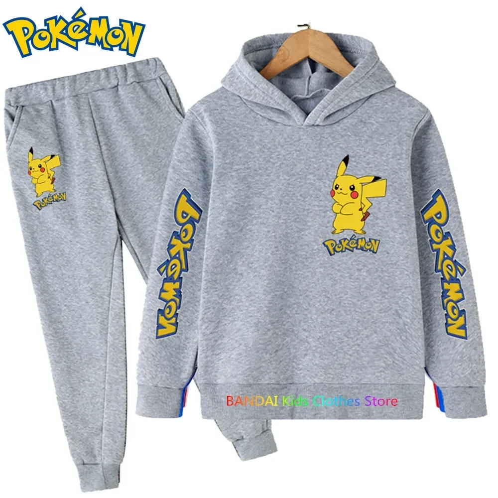 

Children Pokemon Hoodies Clothes Anime Spring Autumn Boys Girls Hoodies Set Kids Funny Harajuku Fashion Pullover Tops+Pant Suit