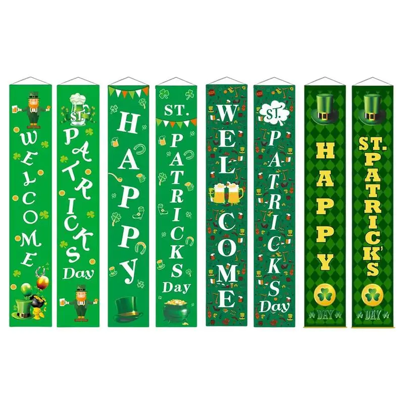 

St. Patrick's Day Outdoor Banner Decorations Irish Lucky Shamrock Welcome Banner St Patrick's Day Gift for Garden Porch Patio
