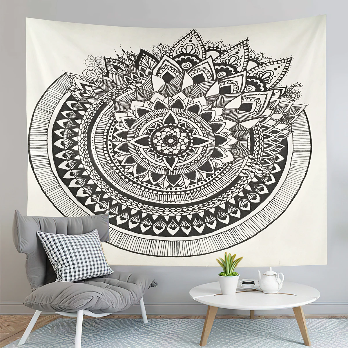 

Black Mandala Tapestry Psychedelic Aesthetic Tapestry Boho Art Tapestry Wall Hanging Home Living Room Bedroom Dorm Tapestries