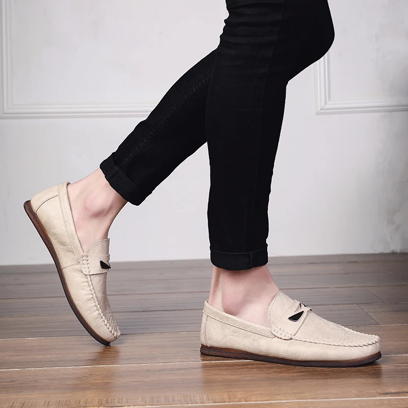 

Outdoor Casual Leather Shoes Men's Soft Sole Oxford Bottom Fashion Casual Leather Shoes Sleeve Mouth Square Mouth Walking Shoes