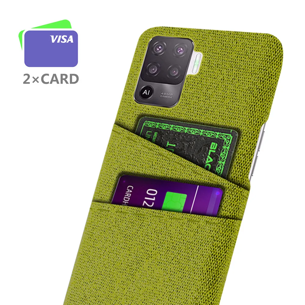 

Dual Card Fabric Cloth Luxury Business Case for Oppo Reno5 Lite Reno 5lite Renault 5 Light Cover Wallet Coque For Reno 5lite