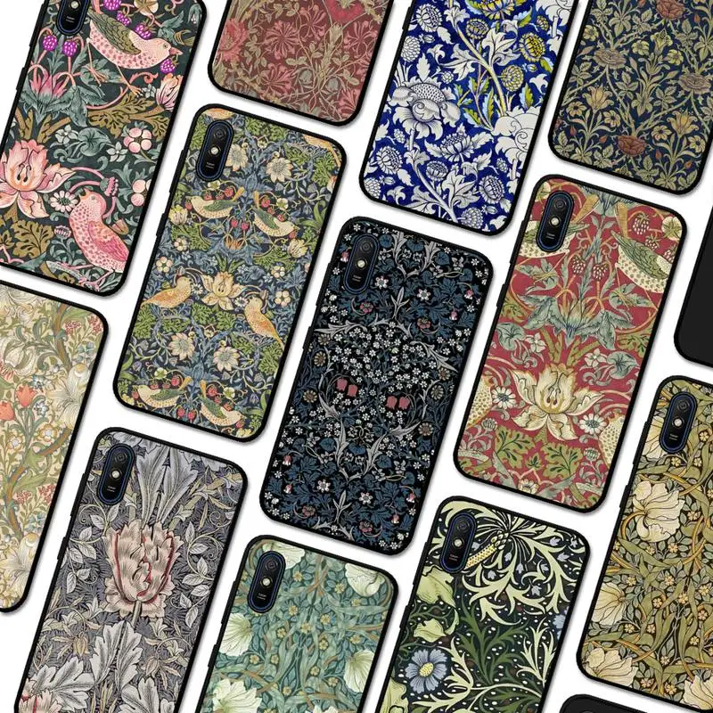 

William Morris Strawberry Thief Phone Case for Redmi 10 9A 8A 7 7A 6 6A 5 5A 4X S2 K30 Ultra K40 Note 8 9 Pro Soft Tpu Cover
