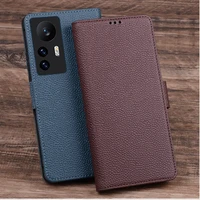 hot sales luxury genuine leather flip phone case for xiaomi mi 12 12x pro leather half pack phone cover procases shockproof