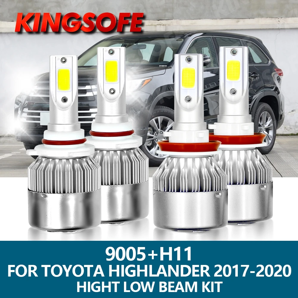 

KINGSOFE H11 светодиодсветильник фары автомобисветильник фары 9005 HB3 6000 лм 72 Вт 2017 к COB чип комплект фар ближнего и дальнего света для Toyota Highlander 2020-