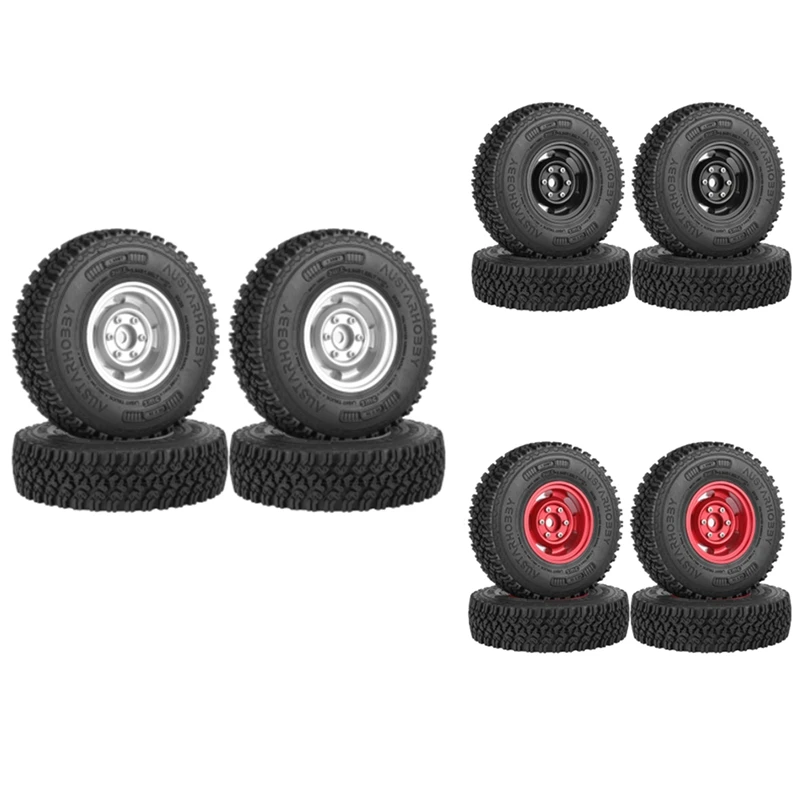 

4PCS RC Car 90Mm Wheel Tires Metal Beadlock Wheel Rim Tires For 1/10 RC Crawler Car Axial Yeti Jr UTB18 RC4WD D90 TF2 3