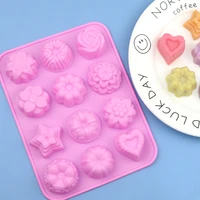 silicone cake mold 12 with different flower shaped silicone moon cake mold diy handmade soap aromatherapy mold molds silicone