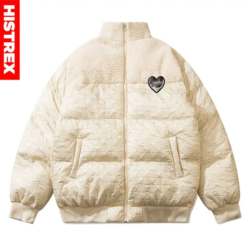 

HISTREX New Parkas Jackets Men Lambswool Patchwork Thick Cotton Jacket Winter Warm Coats Stand Collar Fluffy Padded Parka Man
