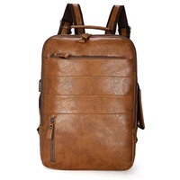 multi functiona men backpack waterproof pu leather travel bag man many departments mochila male laptop bag teenager backpacks