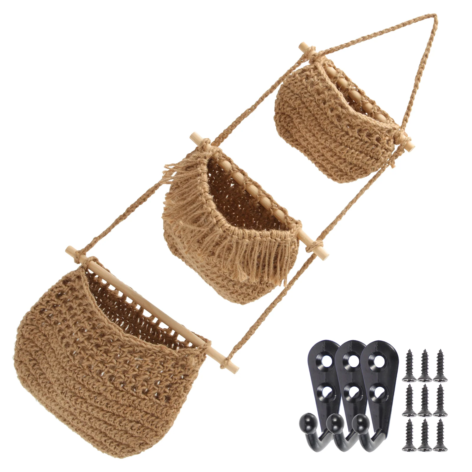 

Basket Hanging Fruit Wall Tier Macrame Woven Baskets Hammockorganizer Vegetable Storage Rope Hanger Planter Door Kitchen Over