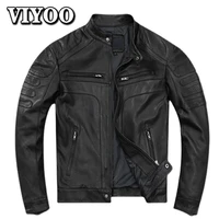 classic genuine sheep skin leather clothes mens sheepskin motorcycle slim mesh legitimate jacket pure leather stand collar coat