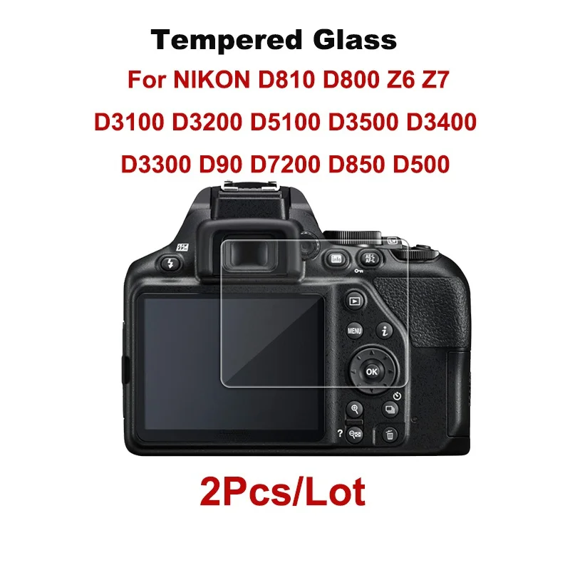 2 шт. закаленное стекло для защиты экрана для Nikon D810 D800 Z6 Z7 D3100 D3200 D5100 D7200 D850 D500 D750 HD прозрачная стеклянная пленка для камеры