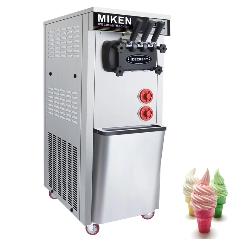 

Three Flavors Ice Cream Machine For Coffee Shop Soft Ice Cream Maker Stainless Steel Vertical Sweet Cone Vending Machine 1600W