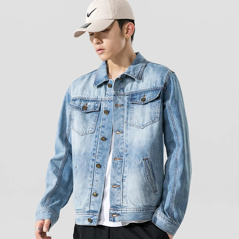 Мужская джинсовая куртка Новинка весна-осень 2022 Стильная мужская мотоциклетная