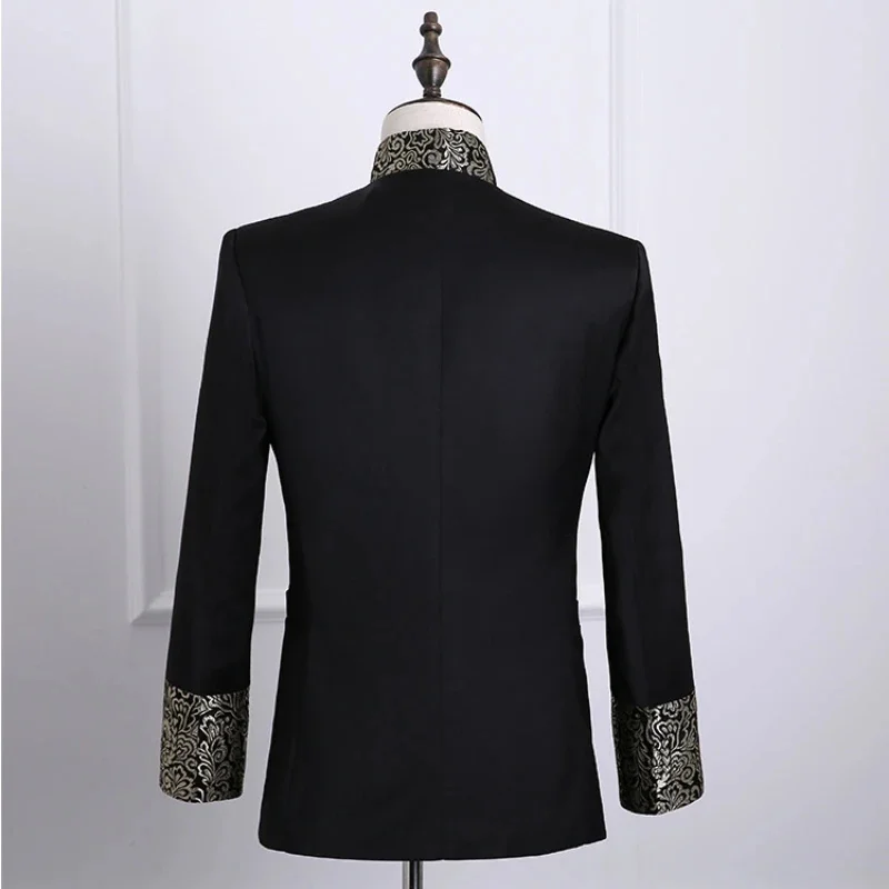 Роскошное Золотое Платье с цветочной вышивкой мужской костюм-смокинг в