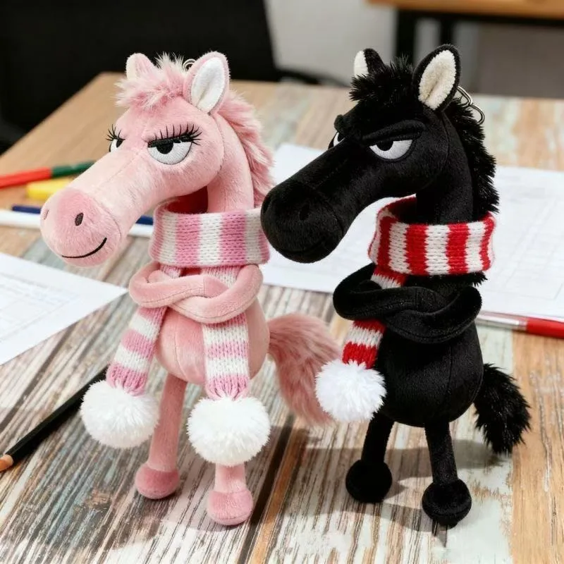 Фото Модный брелок Sassy Horse в фэнтези-стиле, мастерство пони с шарфом, набивка, имитация украшения комнаты с лошадью №1