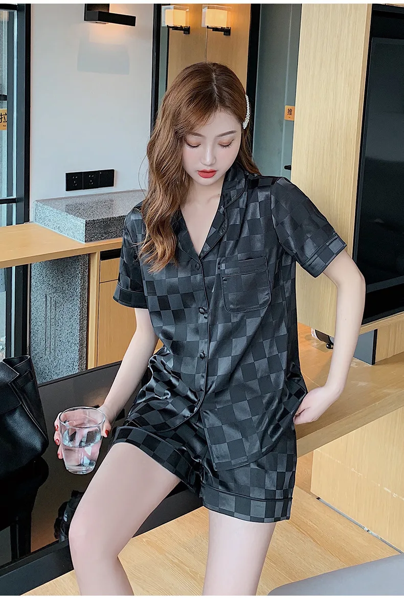 PICKBIRD 2022 new ice silk pajamas women's summer fringed flowers ins wind short-sleeved shorts thin sweet home clothes