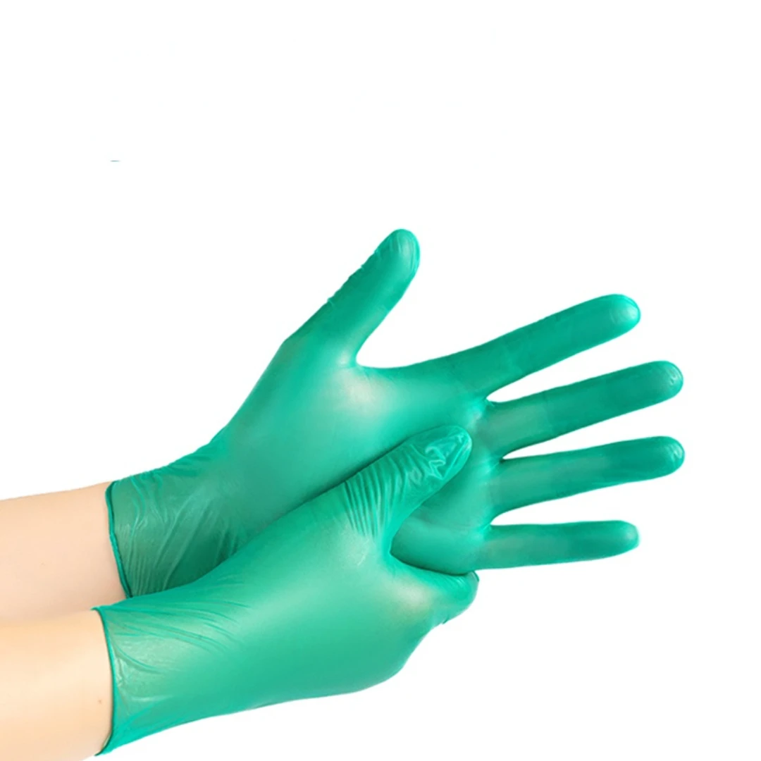100 шт./корт. Зеленые нитриловые одноразовые перчатки кухонная ткань ПВХ латекс