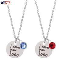 2 colours i love you 3000 times necklace pendants for women stainless steel fashion jewelry fathers day gift