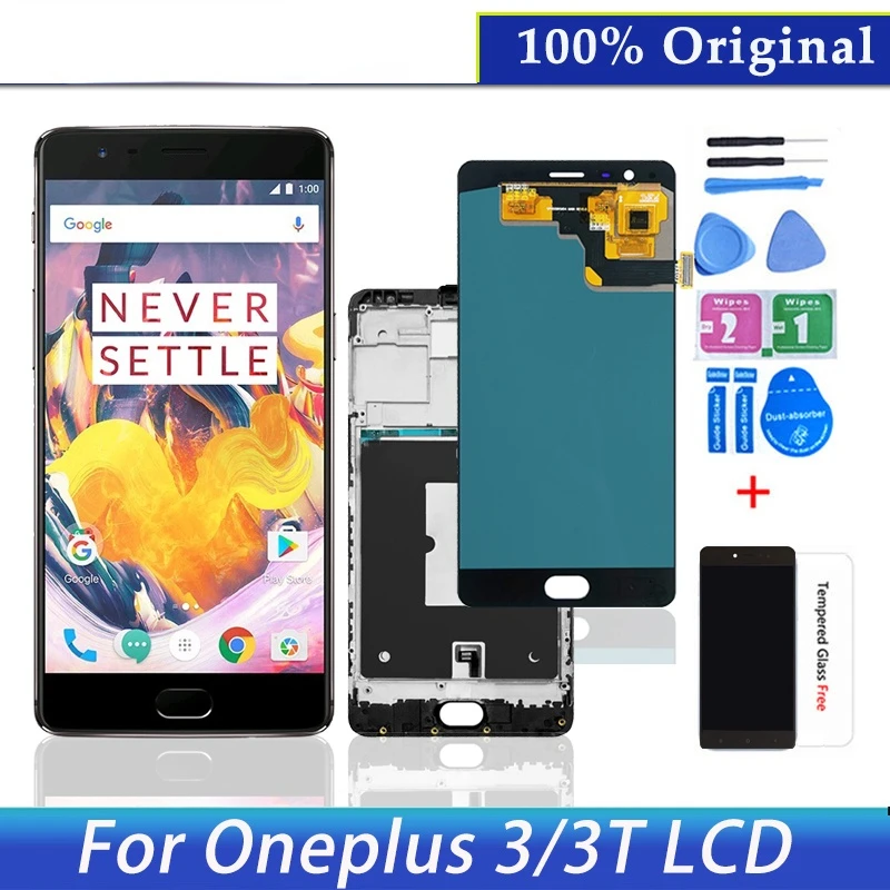 

Original AMOLED 5.5'' Display Replacement For Oneplus 3 3T LCD Display Touch Screen For OnePlus 3 3T A3000 A3003 LCD Panel